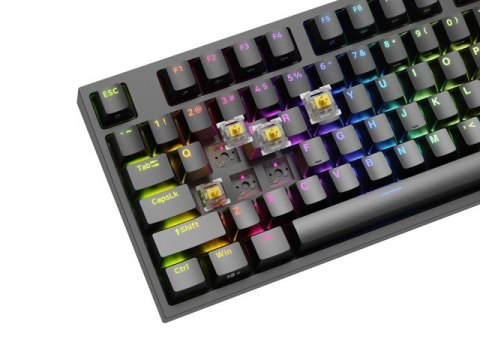 KLAWIATURA DLA GRACZY GENESIS THOR 404 TKL US PODŚWIETLENIE RGB MECHANICZNA CZARNA GATERON YELLOW PR