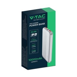 Power Bank V-TAC 10000mAh Biały 2xUSB Type C SZYBKI 22,5W V-TAC VT-10000