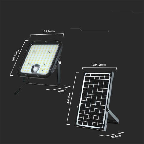 Projektor LED Solarny V-TAC 30W IP65, Pilot Timer, LiFePo 6.4V 6000mA Czarny VT-432 4000K 4800lm