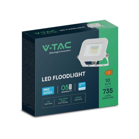 Projektor LED V-TAC 10W SAMSUNG CHIP PRO-S Biały VT-44010 4000K 735lm 5 Lat Gwarancji