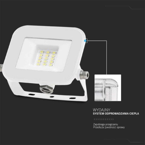 Projektor LED V-TAC 10W SAMSUNG CHIP PRO-S Biały VT-44010 4000K 735lm 5 Lat Gwarancji