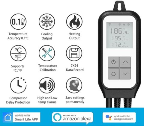 Dwa gniazda z termometrem Smart Life TUYA SL-PST20 SPACETRONIK