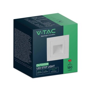 Oprawa Schodowa LED V-TAC 3W LED Kwadrat Biała 230V VT-1128 3000K 180lm