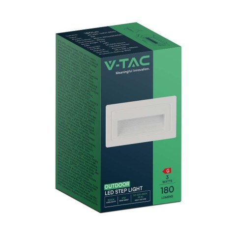 Oprawa Schodowa LED V-TAC 3W LED Prostokąt Biała 230V VT-1130 3000K 180lm