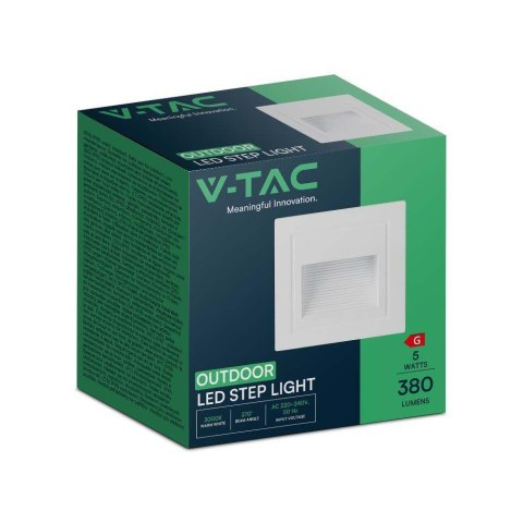 Oprawa Schodowa LED V-TAC 5W LED Kwadrat Biała 230V VT-1129 3000K 380lm