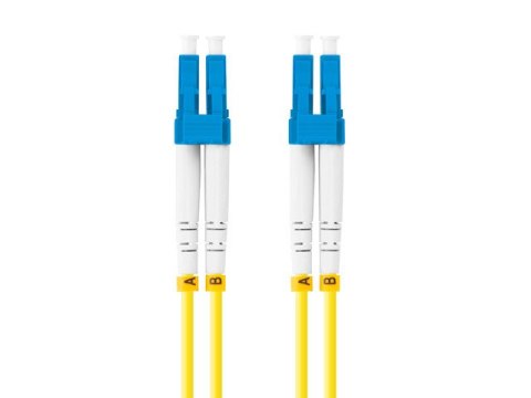 PATCHCORD ŚWIATŁOWODOWY SM LC/UPC-LC/UPC DUPLEX 3.0MM LSZH G657A1 0.5M ŻÓŁTY LANBERG