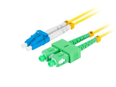 PATCHCORD ŚWIATŁOWODOWY SM LC/UPC-SC/APC DUPLEX 3.0MM LSZH G657A1 1M ŻÓŁTY LANBERG