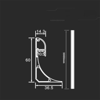 Profil Aluminiowy V-TAC 2mb Anodowany, Klosz Mleczny, Przysufitowy VT-8208