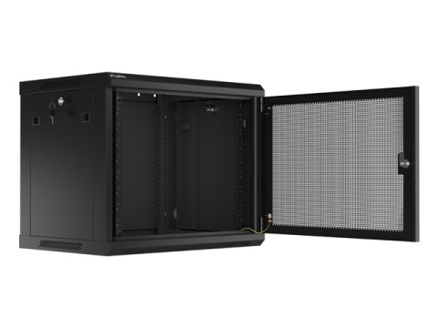SZAFA INSTALACYJNA RACK WISZĄCA 19" 9U 600X450 CZARNA DRZWI PERFOROWANE LANBERG (FLAT PACK)