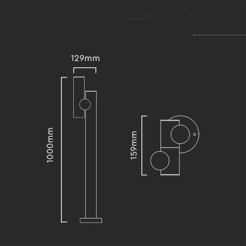 Słupek Ogrodowy V-TAC 4W LED 100CM Czarny IP44 VT-1187 4000K 390lm