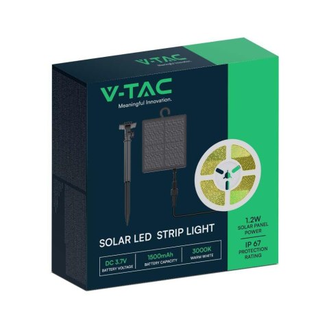 Taśma LED V-TAC Zasilanie Solarne 5mb Pilot IP67 VT-2835 3000K 120lm