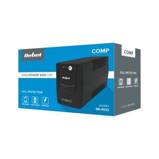 Zasilacz awaryjny komputerowy UPS REBEL model Nanopower 1000 ( offline, 1000VA / 600W , 230 V , 50Hz )