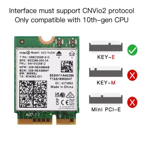 Karta Sieciowa AX211 WiFi 6e BT Intel Dual Band
