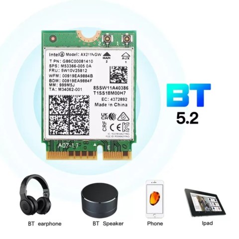 Karta Sieciowa AX211 WiFi 6e BT Intel Dual Band