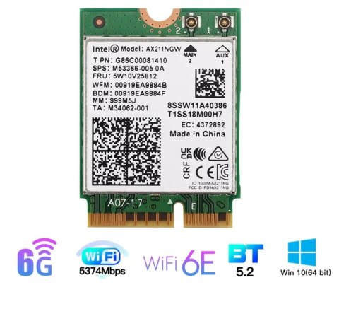Karta Sieciowa AX211 WiFi 6e BT Intel Dual Band