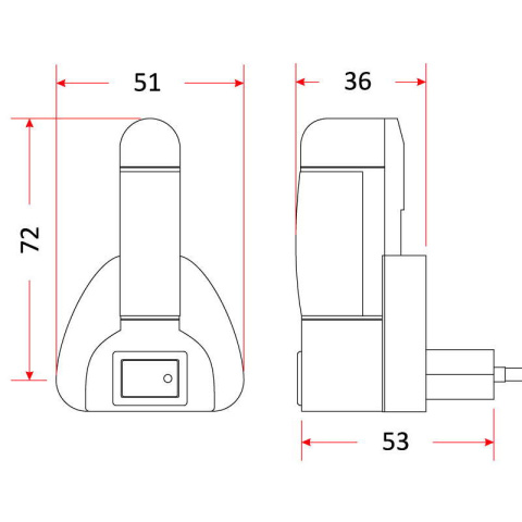 Lampka nocna do gniazdka LED z wyłącznikiem LN-02 czerwona