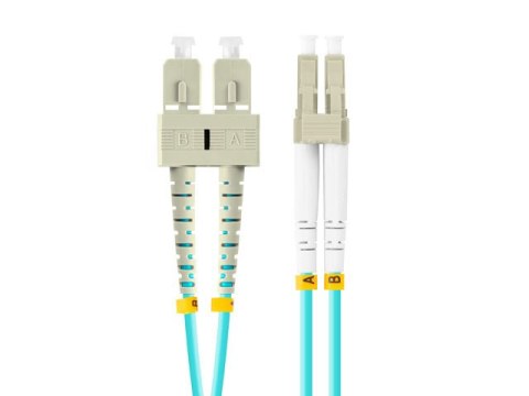 PATCHCORD ŚWIATŁOWODOWY MM LC/UPC-SC/UPC DUPLEX 3.0MM OM3 50/125 LSZH 0.5M AQUA LANBERG