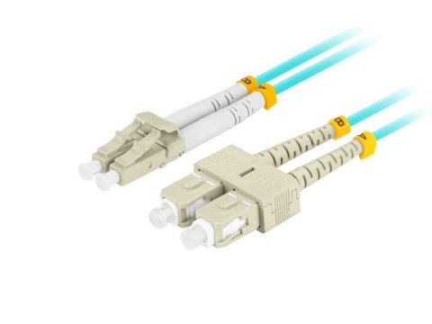 PATCHCORD ŚWIATŁOWODOWY MM LC/UPC-SC/UPC DUPLEX 3.0MM OM3 50/125 LSZH 0.5M AQUA LANBERG