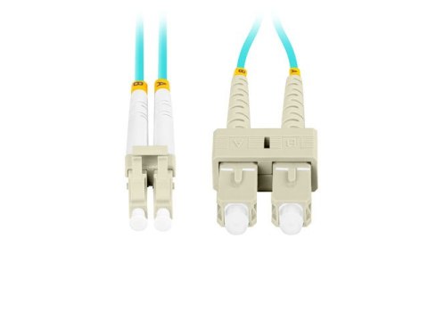 PATCHCORD ŚWIATŁOWODOWY MM LC/UPC-SC/UPC DUPLEX 3.0MM OM3 50/125 LSZH 0.5M AQUA LANBERG