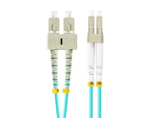 PATCHCORD ŚWIATŁOWODOWY MM LC/UPC-SC/UPC DUPLEX 3.0MM OM3 50/125 LSZH 1M AQUA LANBERG