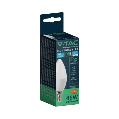 Żarówka LED V-TAC SAMSUNG CHIP 6,5W E14 Świeczka VT-268 4000K 600lm 5 Lat Gwarancji