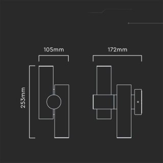 Kinkiet Ścienny V-TAC 6W LED IP44 Czarny VT-1186 4000K 620lm