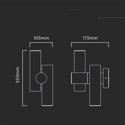 Kinkiet Ścienny V-TAC 6W LED IP44 Czarny VT-1186 4000K 620lm