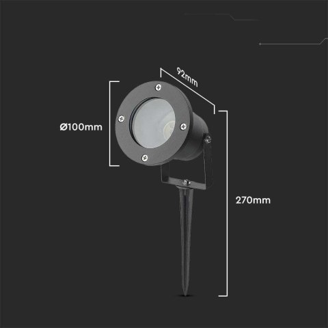 Oprawa Gruntowa Ogrodowa Wbijana Aluminium GU10 Czarna IP65 V-TAC VT-7701 3 Lata Gwarancji