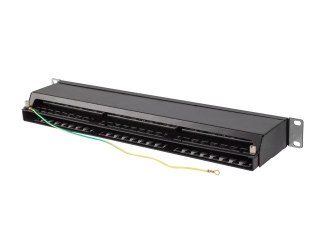 PATCH PANEL 48 PORT 1U 19" KAT.5E FTP EKRANOWANY CZARNY LANBERG