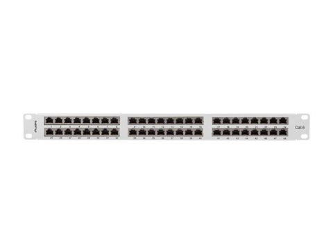 PATCH PANEL 48 PORT 1U 19" KAT.6 FTP EKRANOWANY SZARY LANBERG