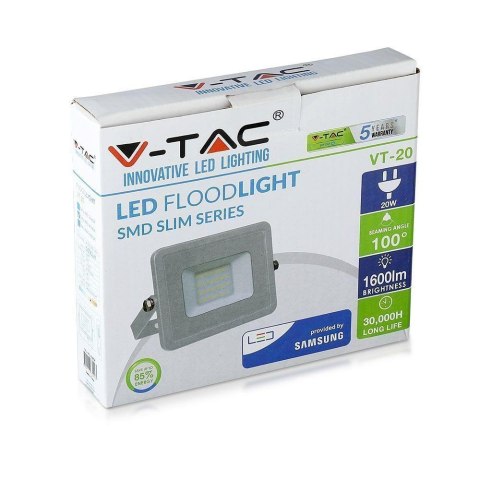 Projektor LED V-TAC 20W SAMSUNG CHIP Biały VT-20 3000K 1600lm 5 Lat Gwarancji