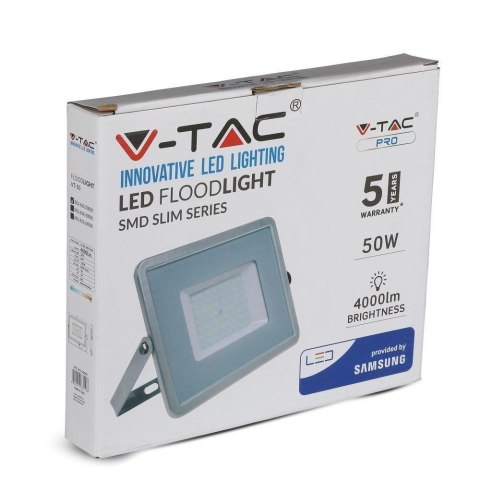 Projektor LED V-TAC 50W SAMSUNG CHIP Szary VT-50 3000K 4000lm 5 Lat Gwarancji