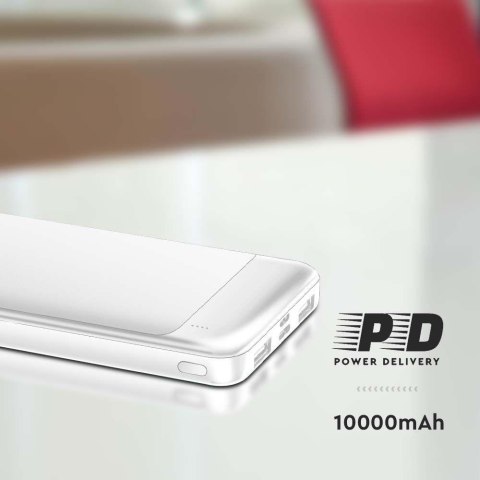 Power Bank V-TAC 10000mAh Biały 2xUSB Type C SZYBKI 22,5W V-TAC VT-10005-W