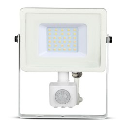 Projektor LED V-TAC 30W SAMSUNG CHIP Czujnik Ruchu Funkcja Cut-OFF Biały VT-30-S-W 6400K 2400lm 5 Lat Gwarancji