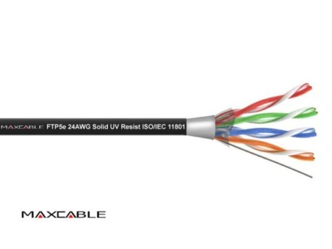 BOWI Przewód FTP5E drut Cu UV czarny 305m MAXCABLE