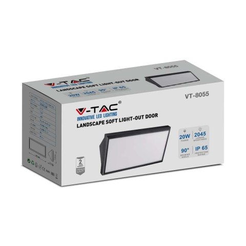 Oprawa Ścienna V-TAC 20W LED Ukośna Czarna IP65 VT-8055 4000K 2045lm