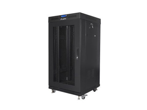 SZAFA INSTALACYJNA RACK STOJĄCA 19" 22U 600X600 CZARNA DRZWI PERFOROWANE LCD LANBERG (FLAT PACK) V2