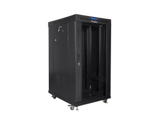 SZAFA INSTALACYJNA RACK STOJĄCA 19" 22U 600X800 CZARNA DRZWI SZKLANE LCD LANBERG (FLAT PACK) V2