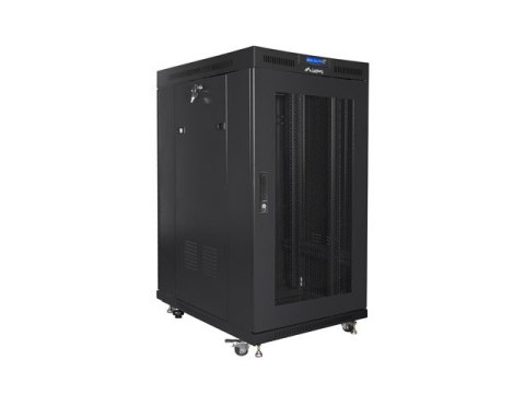 SZAFA INSTALACYJNA RACK STOJĄCA 19" 22U 800X1000 CZARNA DRZWI PERFOROWANE LCD LANBERG (FLAT PACK) V2