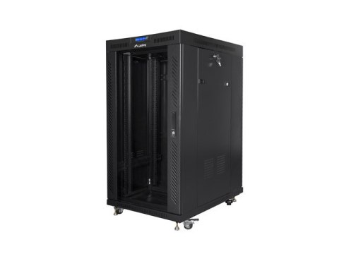 SZAFA INSTALACYJNA RACK STOJĄCA 19" 22U 800X1000 CZARNA DRZWI SZKLANE LCD LANBERG (FLAT PACK) V2