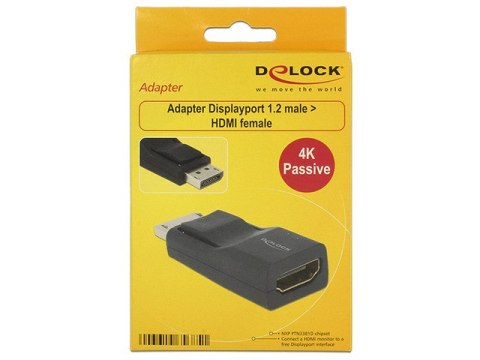 ADAPTER DISPLAYPORT(M) 1.2->HDMI(F) PASYWNY CZARNY DELOCK