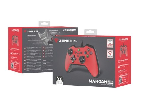 GAMEPAD GENESIS MANGAN 300 PRZEWODOWY DO PC/SWITCH/MOBILE CZERWONY