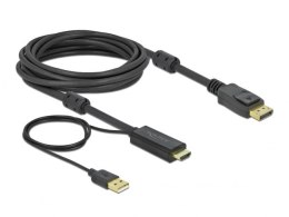 KABEL HDMI(M)->DISPLAYPORT(M) 5M 4K ZASILANY USB-A(M) CZARNY DELOCK