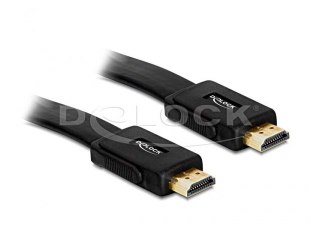 KABEL HDMI M/M V1.4 1M CZARNY PŁASKI DELOCK