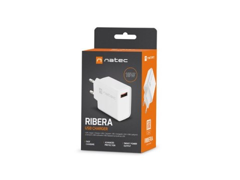 ŁADOWARKA SIECIOWA NATEC RIBERA 1X USB-A 18W BIAŁA (USZKODZONE OPAKOWANIE)