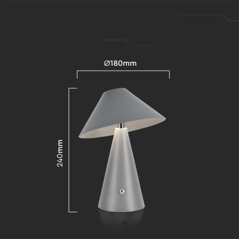 Lampka Biurkowa Nocna V-TAC 3W LED 24cm Ładowanie USB Ściemnianie Szara VT-1051 3000K-6000K 200lm