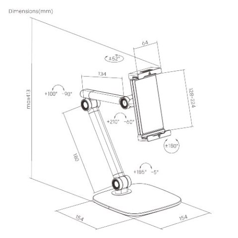 Podstawka biurkowa na tablet SPP-122B czarna