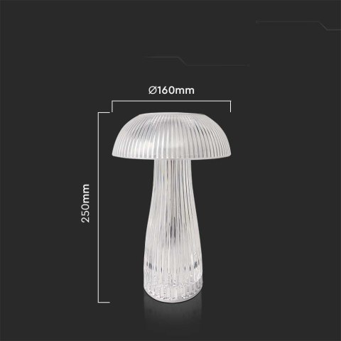 Lampka Biurkowa Nocna V-TAC 1W LED 25cm Ładowanie USB Ściemnianie Przezroczysta VT-1040 3000K-6000K 50lm