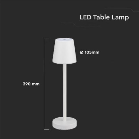 Lampka Biurkowa Nocna V-TAC 3W LED Ładowanie Ściemnianie Biała VT-7703 4000K 70lm