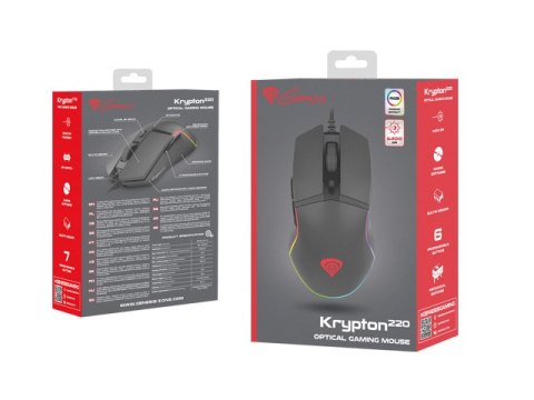 MYSZ DLA GRACZY GENESIS KRYPTON 220 6400DPI RGB CZARNA GAMINGOWA PROGRAMOWALNA (PO TESTACH)